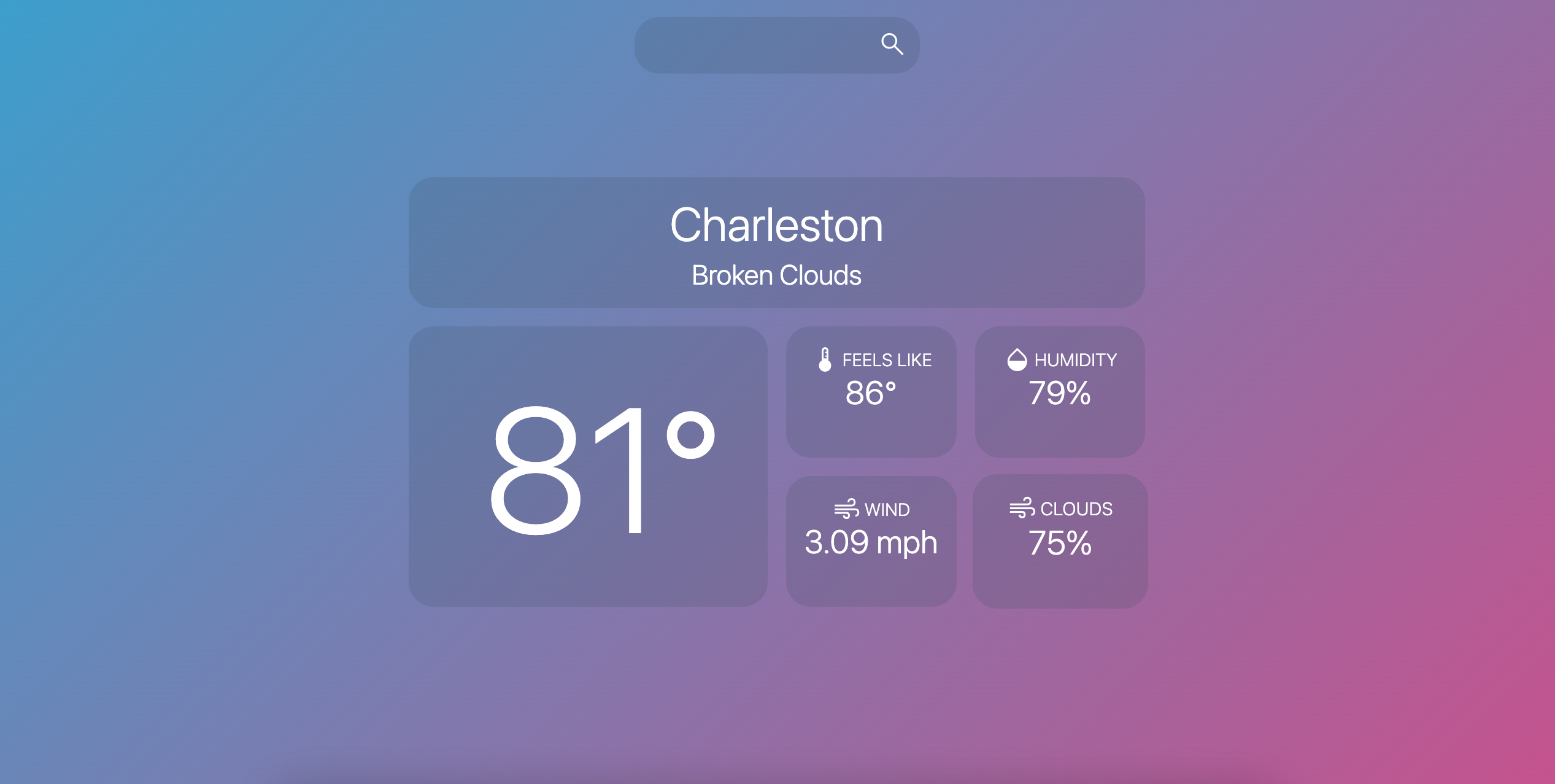 Screenshot of Weather app